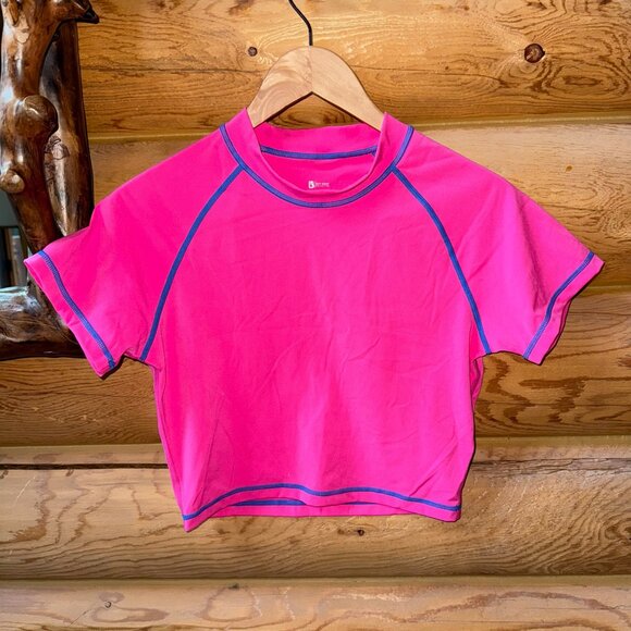 BuffBunny Surf & Turf Crop Wave Bike Short & Dive Zip Bra Set in Miami Vice Pink - Picture 2 of 14